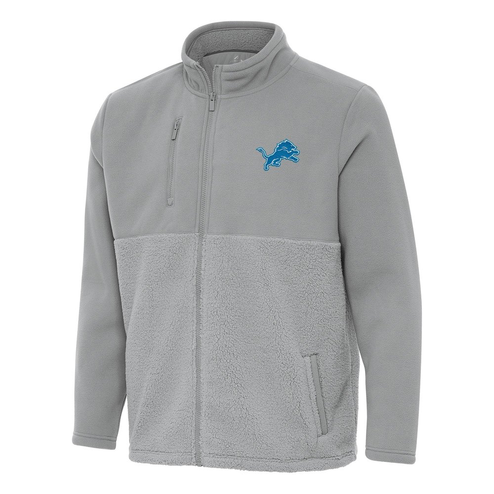 Antigua Men's Gray Detroit Lions Daily Fused Full-Zip Jacket