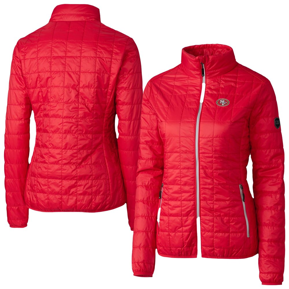 Cutter & Buck Women's Scarlet San Francisco 49ers Rainier PrimaLoft Eco Insulated Full-Zip Puffer Jacket