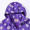 Girls Outdoor Floral Fleece Lined Light Windproof Jacket with Hood Water Proof Raincoats Windbreaker (Purple, 7-8 Years) view 3