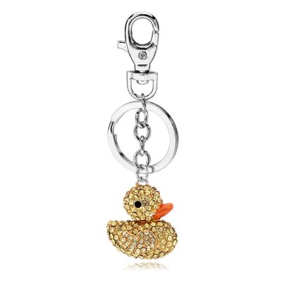 Kysin Chiys Cute Rhinestone Duck Keychain Sparkling Pink Yellow Happy Duck Imitation Crystal Purse Keychain Gifts For Women - Yellow