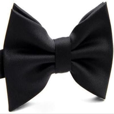 AAMERA Men's Solid Bow Tie I Satin Pre-Tied Style Adjustable Length Neck Bowtie for Men Formal Business Wedding Party  13cm (Black)