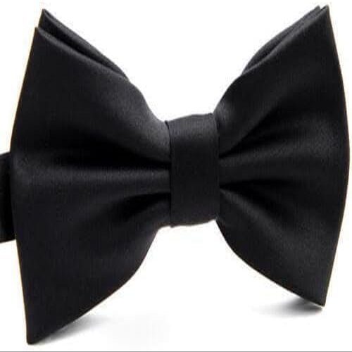 AAMERA Men's Solid Bow Tie I Satin Pre-Tied Style Adjustable Length Neck Bowtie for Men Formal Business Wedding Party 13cm (Black)
