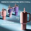 2 Pack Replacement Leak Proof Lid Compatible with Stanley 40oz Quencher Tumbler,100 color combinations for Stanley Cup Accessories,Flip Straw Lids for Quencher H2.0 (Peach Pink, +Violet) view 4