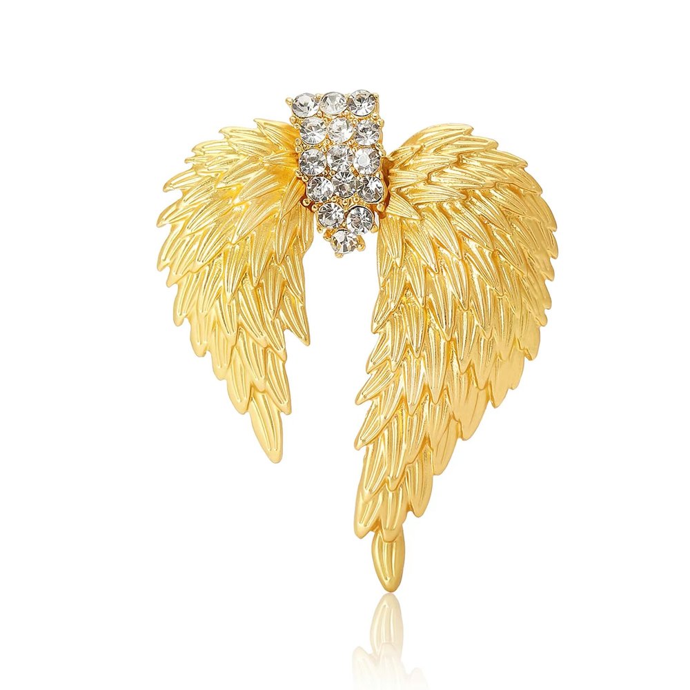 Brooch Pins Gold Angel Wing Rhinestone Lapel Brooches for Women Fashion Jewelry Clothing Decoration Accessorie
