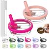 2 Pack Replacement Leak Proof Lid Compatible with Stanley 40oz Quencher Tumbler,100 color combinations for Stanley Cup Accessories,Flip Straw Lids for Quencher H2.0 (Rose Red, +Peach Pink) view 1
