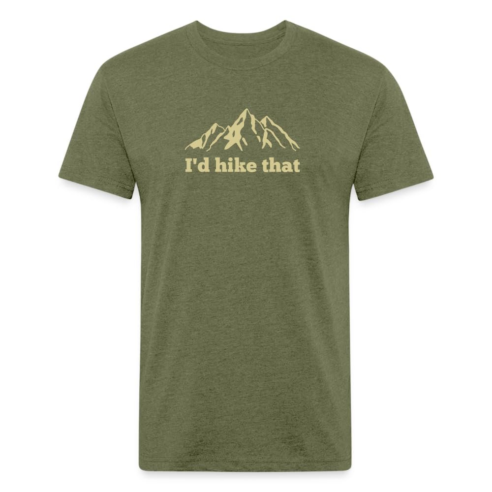I'd Hike That Shirt for Men and Women Premium Graphic Tee Hiking Mountain T-Shirt (US, Alpha, Medium, Regular, Regular, Heather Military Green)