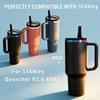 2 Pack Replacement Leak Proof Lid Compatible with Stanley 40oz Quencher Tumbler,100 color combinations for Stanley Cup Accessories,Flip Straw Lids for Quencher H2.0 (Black, +Gray Blue) view 4