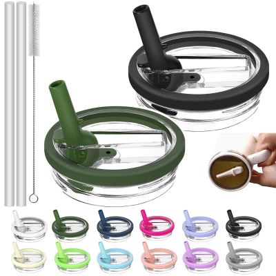 2 Pack Replacement Leak Proof Lid Compatible with Stanley 40oz Quencher Tumbler,100 color combinations for Stanley Cup Accessories,Flip Straw Lids for Quencher H2.0 (Army Green, +Black)