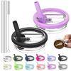 2 Pack Replacement Leak Proof Lid Compatible with Stanley 40oz Quencher Tumbler,100 color combinations for Stanley Cup Accessories,Flip Straw Lids for Quencher H2.0 (Black, +Violet) view 1