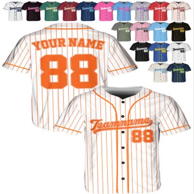 Custom Stripe Baseball Jerseys - Personalized Pinstripe Softball Shirts for Men, Women, Boys, and Girls - Customized Team Uniforms for Sports Fans, Teams, Events, Gifts - Add Your Name, Number, Logo