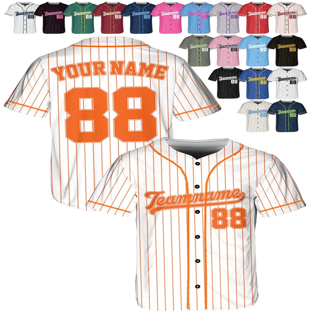Custom Stripe Baseball Jerseys - Personalized Pinstripe Softball Shirts for Men, Women, Boys, and Girls - Customized Team Uniforms for Sports Fans, Teams, Events, Gifts - Add Your Name, Number, Logo