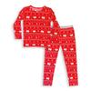 Bellabu Bear Two-Piece Pajama Set for Boys & Girls, Matching Family Pajamas, Rayon from Bamboo 7/8Y (Polar Isle Red, 7/8Y) view 1