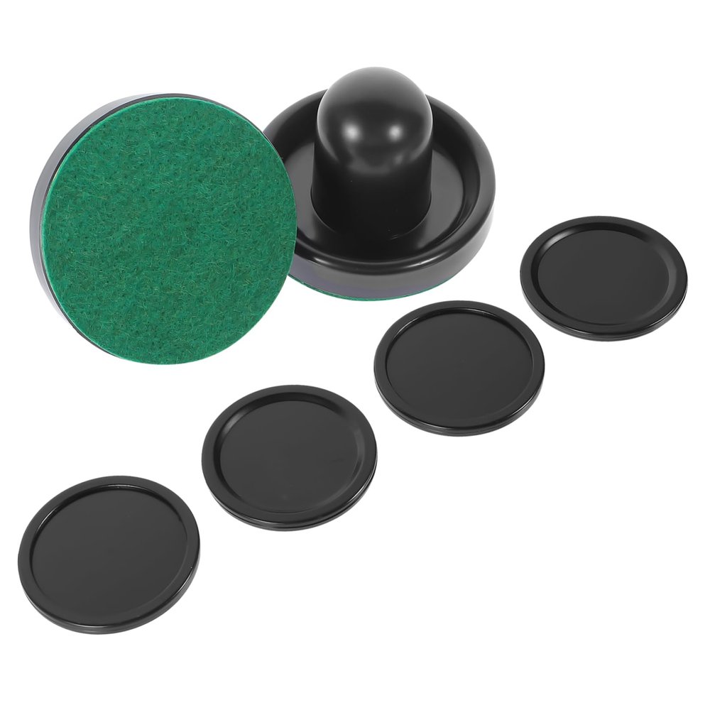 Alasum Replacement Air Hockey Pucks and Paddles Compatible with Standard Air Hockey Tables Includes Black Felt Covers Black Pucks Indoor Game Fun
