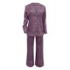 Women's Lapel Long Sleeve Casual Suit, Casual Suit, Women's 2 Piece Casual Suits (Purple, M) view 2