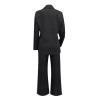 uhnmki Women's Lapel Long Sleeve Casual Suit, Women's 2-Piece Casual Suit (Black, Large) view 3