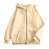 Free People Jacket Dupe,Women Zip Up Hoodie Long Sleeve Oversized Sweatshirts Y2K Jacket Pockets Patchwork Design Drawstring Hooded JacketsSmall,Beige view 3