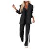 uhnmki Women's Lapel Long Sleeve Casual Suit, Women's 2-Piece Casual Suit (Black, X-Large) view 1