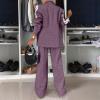 Women's Lapel Long Sleeve Casual Suit, Casual Suit, Women's 2 Piece Casual Suits (Purple, XXXXXL) view 4