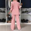 uhnmki Women's Lapel Long Sleeve Casual Suit, Casual Suit, Women's 2 Piece Casual Suits (XXXXXL) Pink view 4