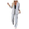 uhnmki Women's Lapel Long Sleeve Casual Suit, Casual Suit, Women's 2 Piece Casual Suits (Grey, XXXL) view 1
