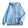 HUEAHDOU Gym Hoodie Women,Women Zip Up Hoodie Long Sleeve Oversized Sweatshirts Y2K Jacket Pockets Patchwork Design Drawstring Hooded JacketsSmall,Blues view 3