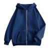 HUEAHDOU Zip Up Sweaters for Women,Women Zip Up Hoodie Long Sleeve Oversized Sweatshirts Y2K Jacket Pockets Patchwork Design Drawstring Hooded Jackets3X-Large,Blues view 3
