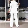 uhnmki Women's Lapel Long Sleeve Casual Suit, Casual Suit, Women's 2 Piece Casual Suits (White, XXXXL) view 4
