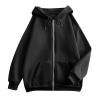 HUEAHDOU Oversized Sweatshirt for Women,Women Zip Up Hoodie Long Sleeve Oversized Sweatshirts Y2K Jacket Pockets Patchwork Design Drawstring Hooded JacketsXx-Large,Black view 3