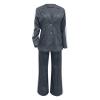 uhnmki Women's Lapel Long Sleeve Casual Suit, Casual Suit, Women's 2 Piece Casual (Dark Gray, XXXL) view 2