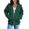 HUEAHDOU Fleece Jacket Women,Women Zip Up Hoodie Long Sleeve Oversized Sweatshirts Y2K Jacket Pockets Patchwork Design Drawstring Hooded JacketsXx-Large,Greens view 1