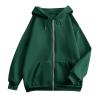 HUEAHDOU Fleece Jacket Women,Women Zip Up Hoodie Long Sleeve Oversized Sweatshirts Y2K Jacket Pockets Patchwork Design Drawstring Hooded JacketsXx-Large,Greens view 3