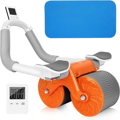 Abs Roller with Digital Timer, Blue Mat, and Adjustable Seat