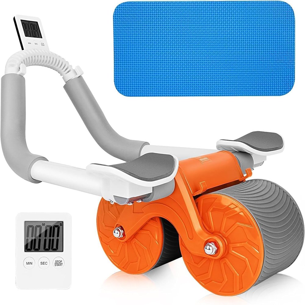 Abs Roller with Digital Timer, Blue Mat, and Adjustable Seat