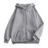 HUEAHDOU Womens Oversized Hoodie,Women Zip Up Hoodie Long Sleeve Oversized Sweatshirts Y2K Jacket Pockets Patchwork Design Drawstring Hooded JacketsSmall,Grey view 3