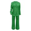 uhnmki Women's Lapel Long Sleeve Casual Suit, Casual Suit, Women's 2 Piece Casual Suits (Green, XXL) view 2