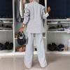 uhnmki Women's Lapel Long Sleeve Casual Suit, Casual Suit, Women's 2 Piece Casual Suits (Grey, XL) view 4