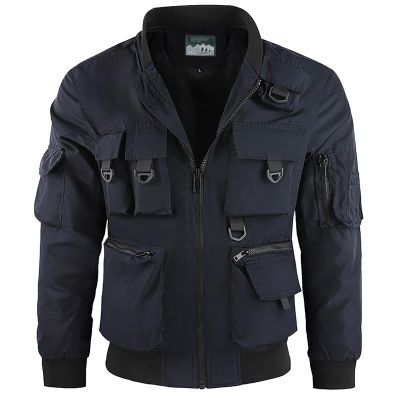 GOKKILRW Mens Bomber Jackets Fall Winter Tactical Military Cargo Jacket Coats Full Zip Multi Pockets Fishing Hunting Outwear