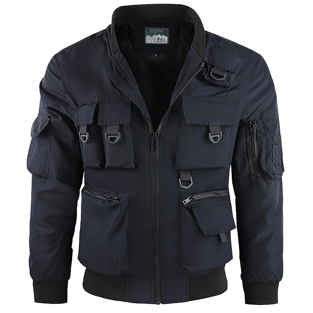 GOKKILRW Mens Bomber Jackets Fall Winter Tactical Military Cargo Jacket Coats Full Zip Multi Pockets Fishing Hunting Outwear