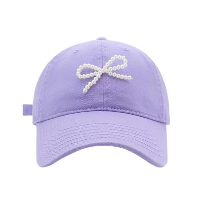 WEISUYUUS Girl Pearl Bow Baseball Hat Pearl Bow Sports Hat for Spring Breathable Hat for Adults Casual Sport