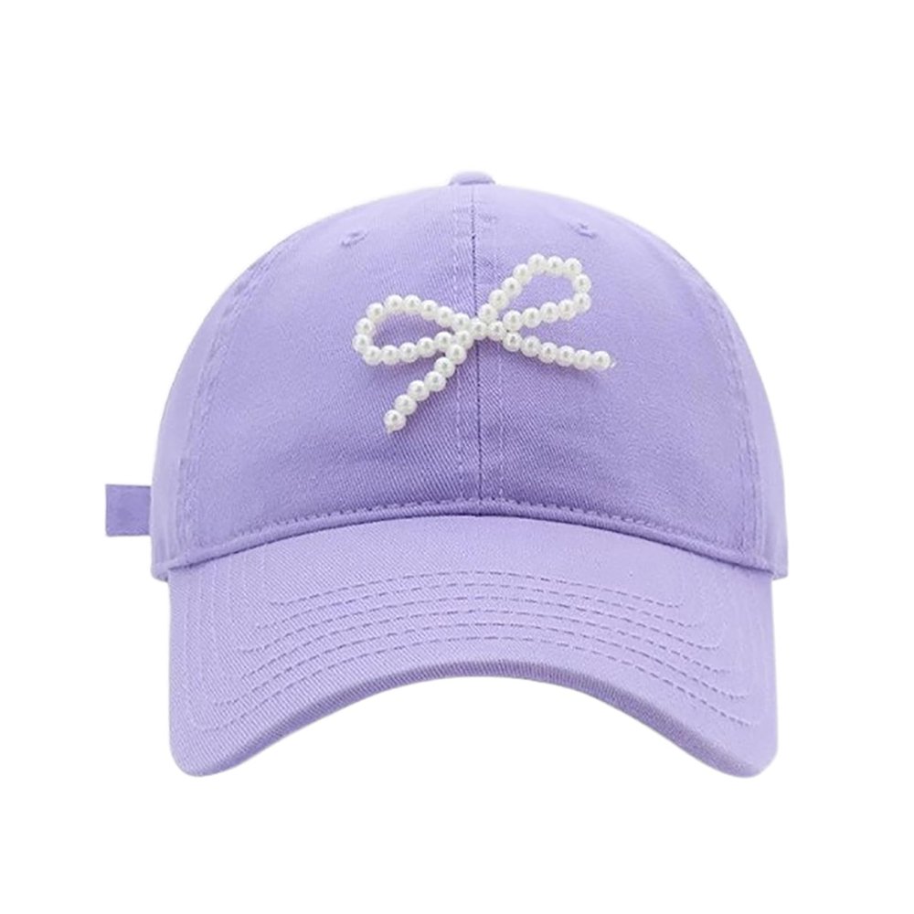WEISUYUUS Girl Pearl Bow Baseball Hat Pearl Bow Sports Hat for Spring Breathable Hat for Adults Casual Sport