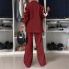 Women's Lapel Long Sleeve Casual Suit, Casual Suit, Women's 2 Piece Casual Suits (Red, XXXL) view 4
