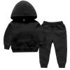 Baby Boy Girl 2Pcs Fall Winter Outfit Solid Color Long Sleeve Hoodie Sweatshirt and Sweatpants Set Toddler Sweatsuit (Black, 4-5 Years) view 1