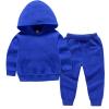 Baby Boy Girl 2Pcs Fall Winter Outfit Solid Color Long Sleeve Hoodie Sweatshirt and Sweatpants Set Toddler Sweatsuit (Blue, 18-24 Months) view 1