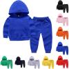 Baby Boy Girl 2Pcs Fall Winter Outfit Solid Color Long Sleeve Hoodie Sweatshirt and Sweatpants Set Toddler Sweatsuit (Blue, 18-24 Months) view 2
