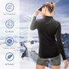 TERODACO Women's Quarter Zip Fleece Pullover Jacket Athletic Skiing Base Layer Thermal Shirts Cold Weather Running Hiking Gear Winter Underwear Tops for Women 12523 Black M view 3