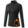 TERODACO Women's Quarter Zip Fleece Pullover Jacket Athletic Skiing Base Layer Thermal Shirts Cold Weather Running Hiking Gear Winter Underwear Tops for Women 12523 Black L view 1