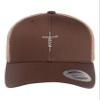 Adjustable Brown/Khaki Structured Trucker Jesus Cross Script Christian Structured Trucker Cap view 1