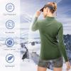TERODACO Women's Quarter Zip Fleece Pullover Jacket Athletic Skiing Base Layer Thermal Shirts Cold Weather Running Hiking Gear Winter Underwear Tops for Women 12523 Green L view 3