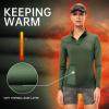 TERODACO Women's Quarter Zip Fleece Pullover Jacket Athletic Skiing Base Layer Thermal Shirts Cold Weather Running Hiking Gear Winter Underwear Tops for Women 12523 Green L view 4