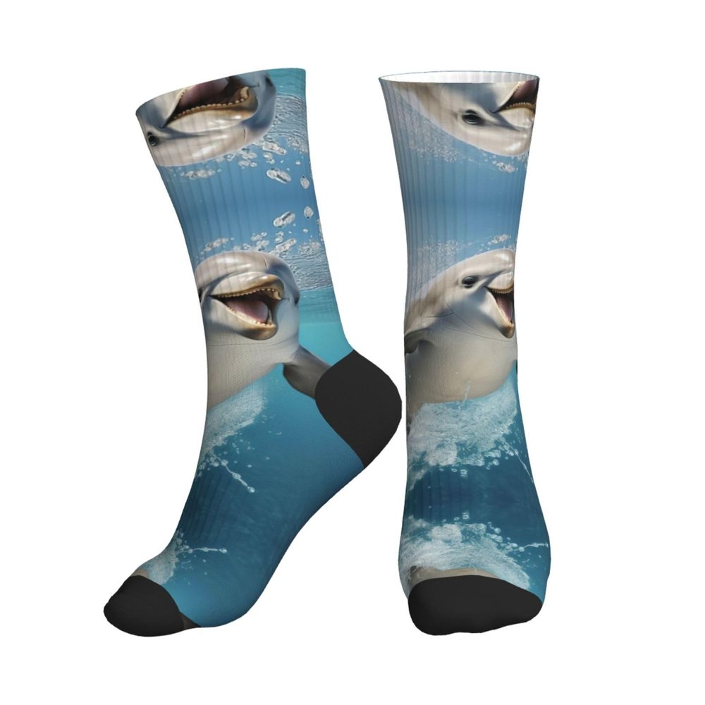 DRTGEDS Funny Animal Dolphin Sports Running Socks For Women Men, Breathable, Soft And Skin Friendly For Gym,Running,Sport